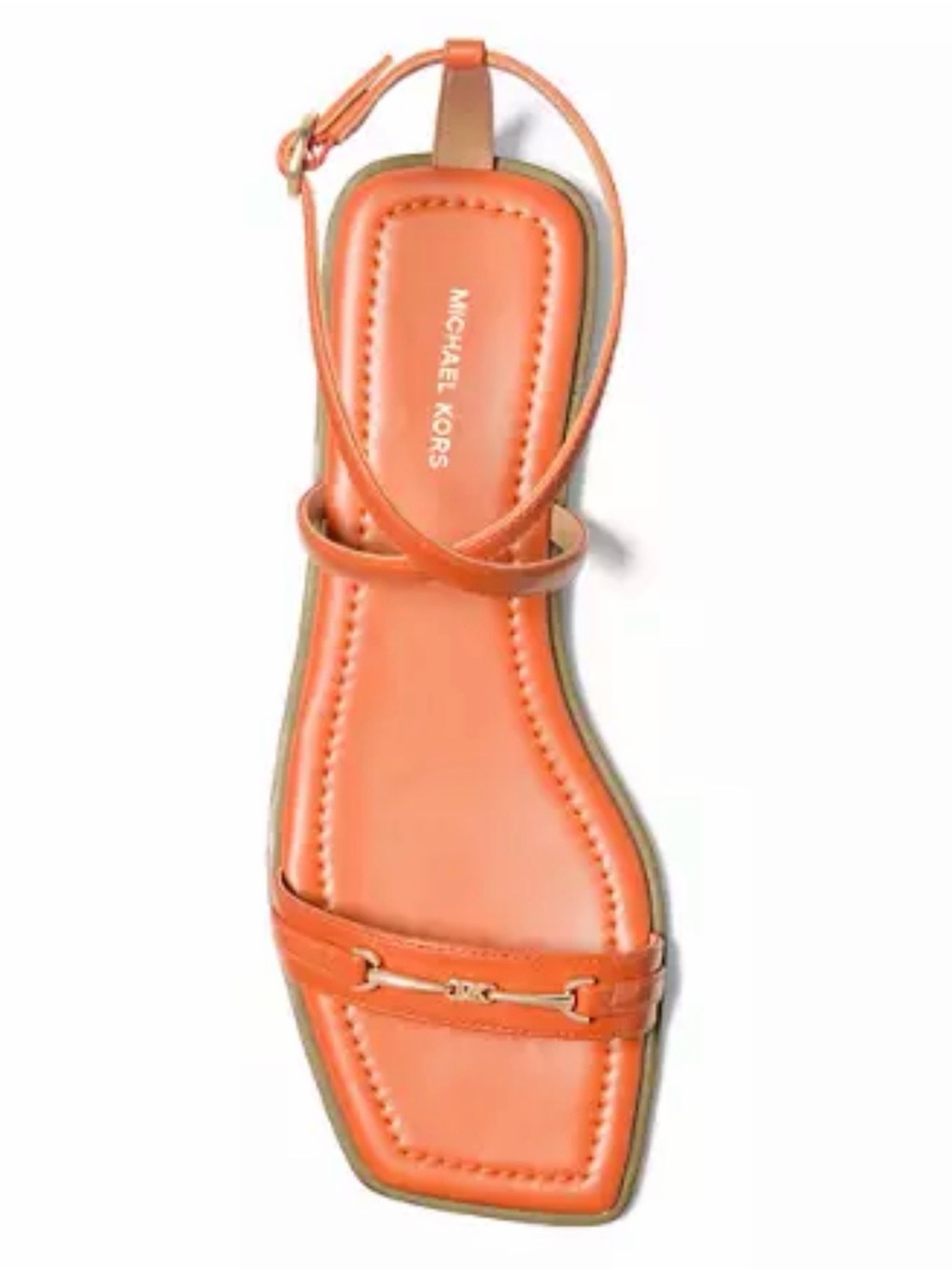 MICHAEL Michael Kors Lena Orange Leather Strappy Sandals with Gold Accent US 8 - Picture 4 of 4